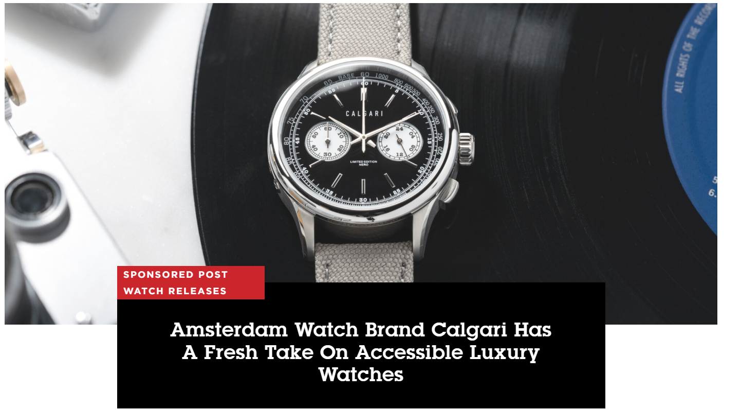 ''Amsterdam watch brand Calgari has A fresh take on accessible luxury Watches''